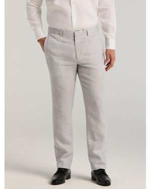 Cubavera Collection Delave Linen Flat Front Pants - Gray