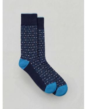 Perry Ellis Neat Allover Print Crew Socks - Blue