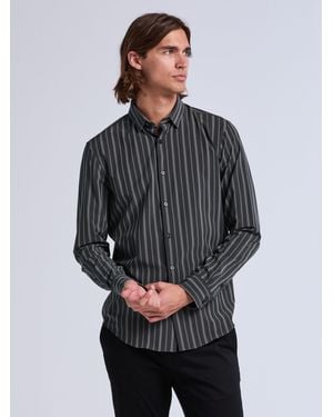 Perry Ellis Slim Fit Stripe Long Sleeve Shirt - Gray