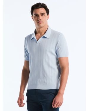 Perry Ellis Tech Mesh Stripe Polo Sweater - Blue