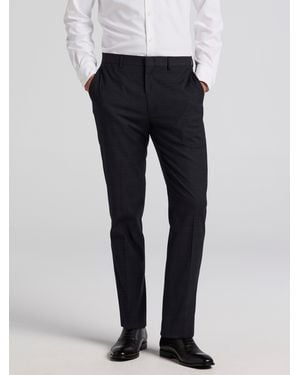 Perry Ellis Skinny Fit Tonal Plaid Suit Pants - Blue