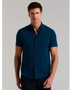 Perry Ellis Stretch Seersucker Slim Fit Shirt - Blue