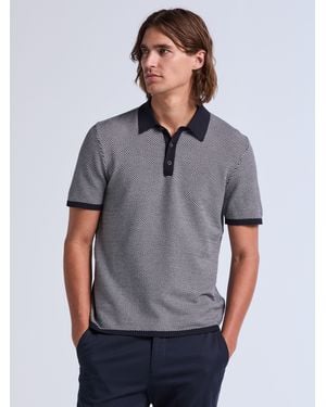 Perry Ellis Bi-Color Tech 3-Button Polo Sweater - Gray