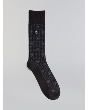 Perry Ellis Bamboo Blend Medallion Socks - Black