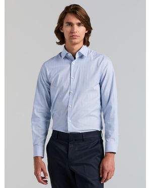 Perry Ellis Slim Fit Herringbone Dress Shirt - Blue