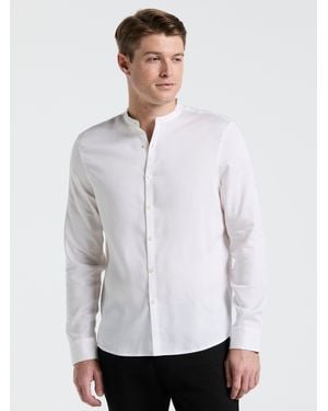 Perry Ellis Banded Collar Shirt - White