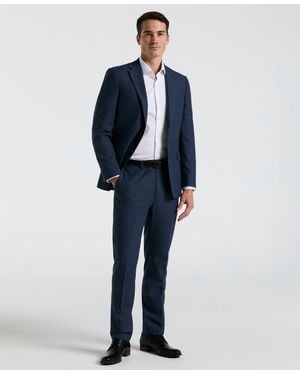 Perry Ellis Slim Fit Solid Linen Blend Suit Jacket - Blue