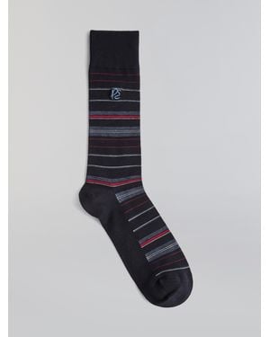 Perry Ellis Bamboo Stripe Logo Socks - Blue