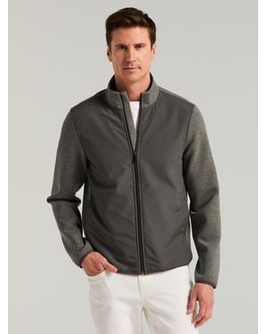 Perry Ellis Scuba Mock Full Zip Shirt - Gray
