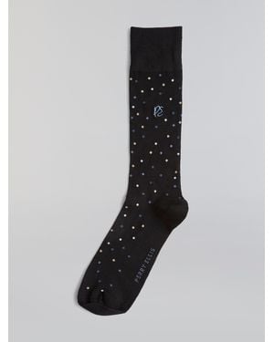 Perry Ellis Bamboo Modern Dot Logo Socks - Black