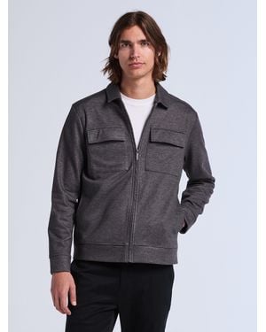 Perry Ellis Herringbone Textured Zip Front Jacket - Gray