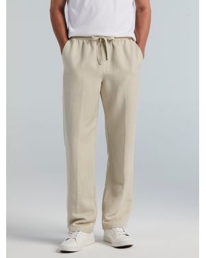 Perry Ellis Straight Leg Pull-On Drawstring Pants - Natural