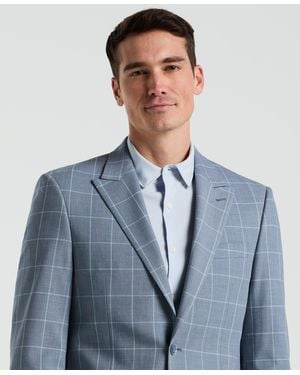 Perry Ellis Slim Fit Windowpane Pattern Suit Jacket - Blue
