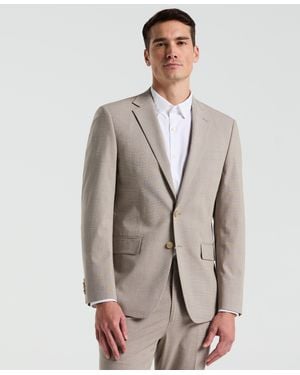 Perry Ellis Slim Fit Plaid Print Suit Jacket - Natural