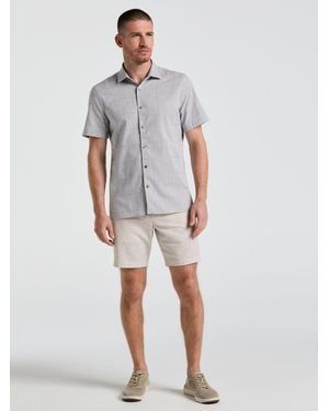 Perry Ellis 8" Flat Front Linen Cotton Short - Blue