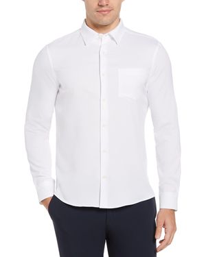 Perry Ellis Big And Tall Untucked Total Stretch Solid Shirt - Black