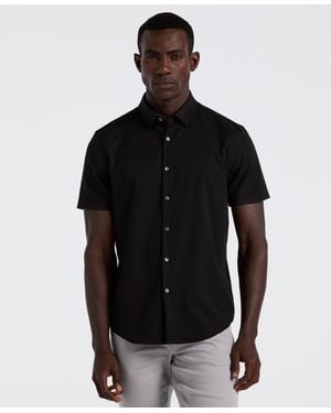 Perry Ellis Slim Fit Ribbed Short Sleeve Shirt - Black