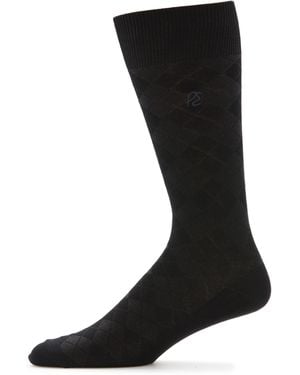 Perry Ellis Diamond Stitch Logo Socks - Black