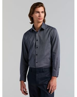 Perry Ellis Slim Fit Cotton Stretch Dobby Dress Shirt - Blue
