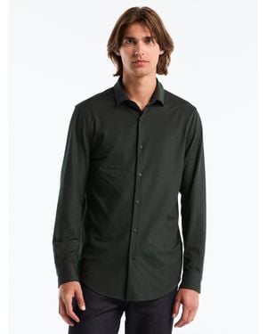 Perry Ellis Slim Fit Pique Knit Button Down Shirt - Black