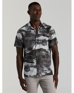Perry Ellis Cotton Abstract Wave Print Shirt - Black