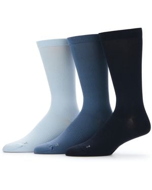 Perry Ellis 3-Pack Performance Microfiber Pique Flat Crew Socks - Blue
