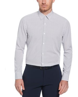 Perry Ellis Slim Fit Total Stretch Diamond Print Dress Shirt - White