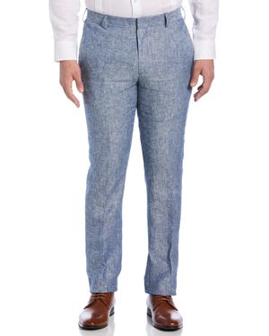 Cubavera Collection Delave Linen Flat Front Pants - Blue