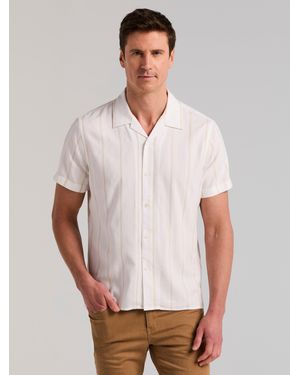 Perry Ellis Ecoveroã¢Â¢ Striped Camp Collar Shirt - White