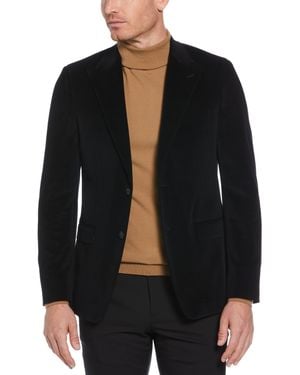 Perry Ellis Skinny Fit Peak Lapel Velvet Sport Coat - Black