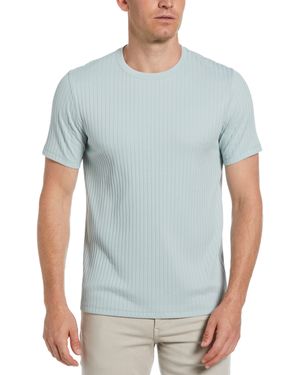 Perry Ellis Rib Knit Crew Neck T-Shirt - Blue