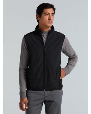 Perry Ellis Solid Stretch Full-Zip Fleece Vest - Black