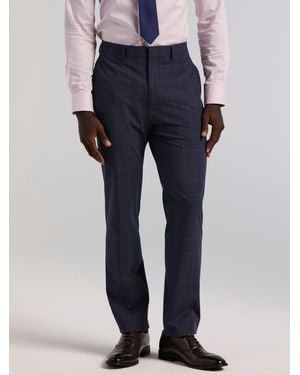 Perry Ellis Slim Fit Windowpane Suit Pants - Blue