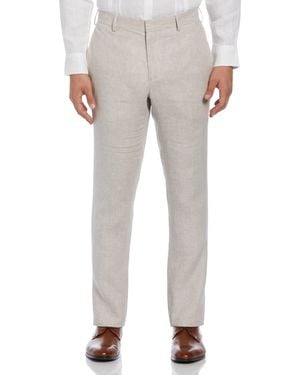 Cubavera Collection Big And Tall Delave Linen Flat Front Pants - Gray