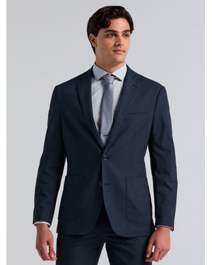 Perry Ellis Slim Fit Mini Plaid Suit Jacket - Blue