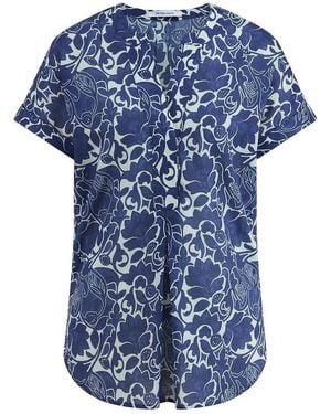 Peter Hahn Bluse Rundhals-Ausschnitt - Blau