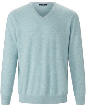 Peter Hahn V-Pullover Aus 100% Premium-Kaschmir - Blau