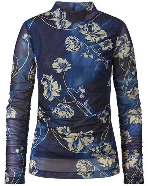 TALBOT RUNHOF X PETER HAHN Mesh-Shirt Stehkragen - Blau