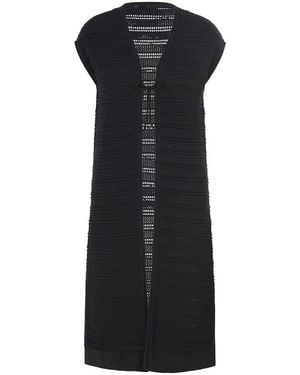 Anna Aura Long-Strickweste - Schwarz