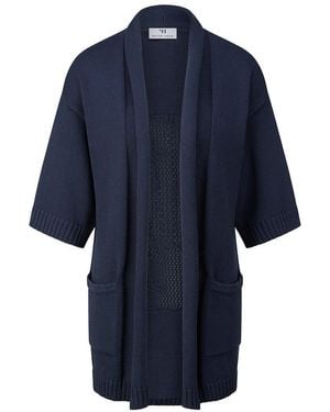 Peter Hahn Long-Strickjacke, Gr. S - Blau