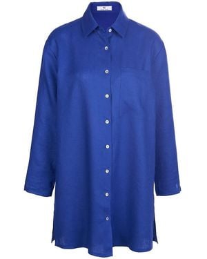 Peter Hahn Long-bluse, , gr. 36, leinen - Blau