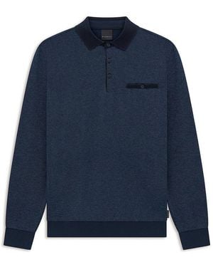 Bugatti Polo-Sweatshirt Kurzer Knopfleiste - Blau