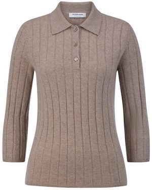 Fadenmeister Berlin Polo-Pullover 3/4-Arm - Braun