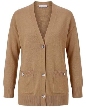Peter Hahn Long-Strickjacke - Braun