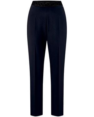 Basler Knöchellange Slim Fit-Jersey-Hose - Blau