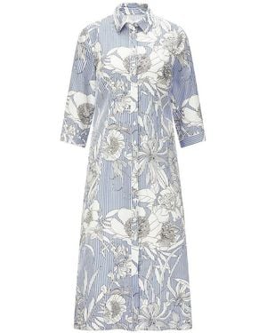 Peter Hahn Kleid Mit 3/4-Arm, Gr. S - Blau