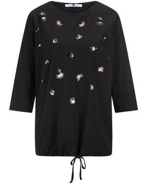 Anna Aura Rundhals-Shirt 3/4-Arm - Schwarz