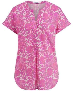 Peter Hahn Bluse Rundhals-Ausschnitt - Pink