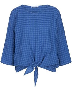 Peter Hahn Bluse Rundhals-Ausschnitt - Blau