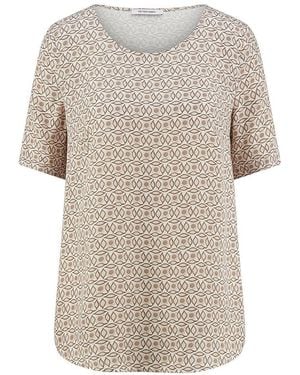 Peter Hahn Bluse Rundhals-Ausschnitt - Natur